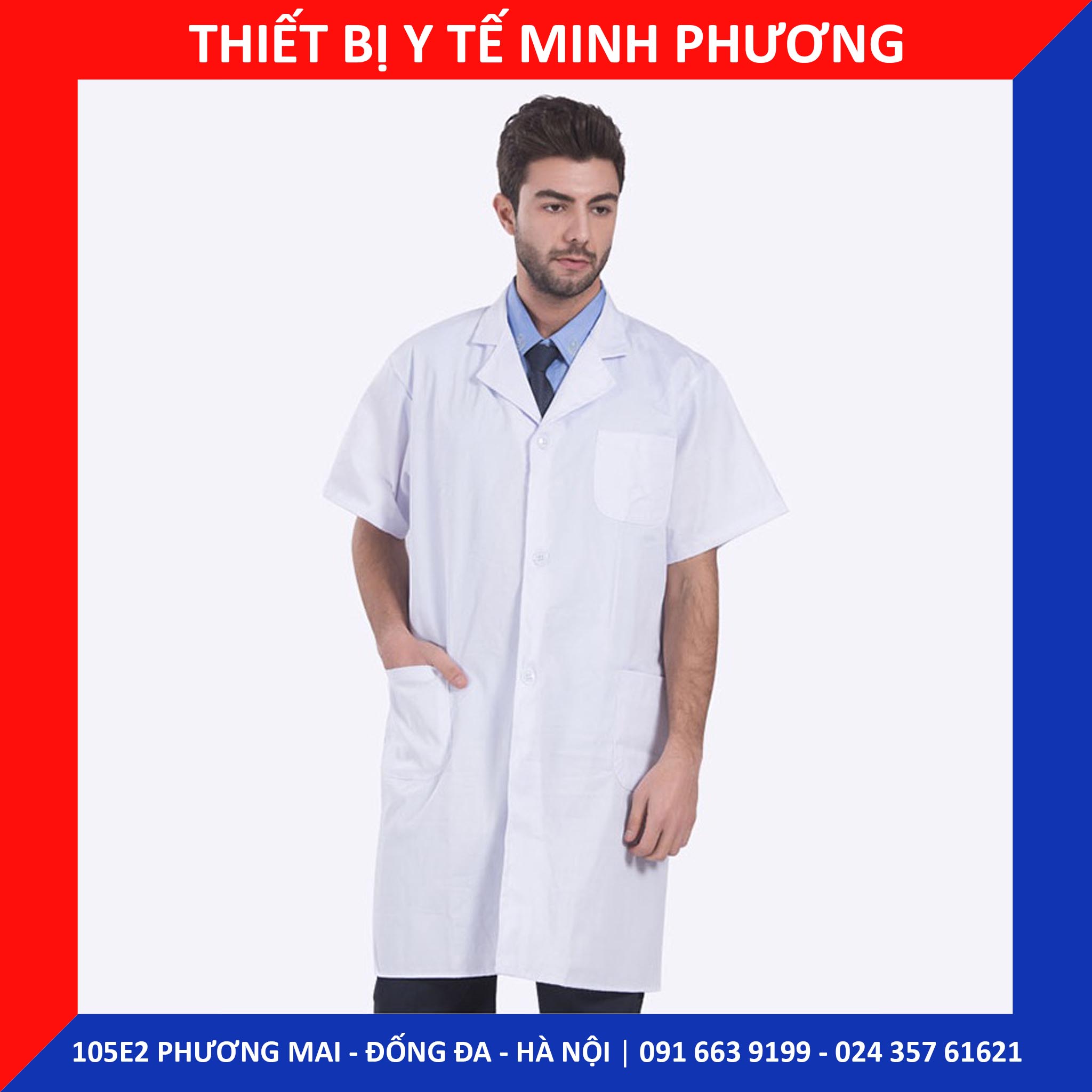 Áo Blouse bác sĩ dáng dài - tay cộc nam, nữ các size