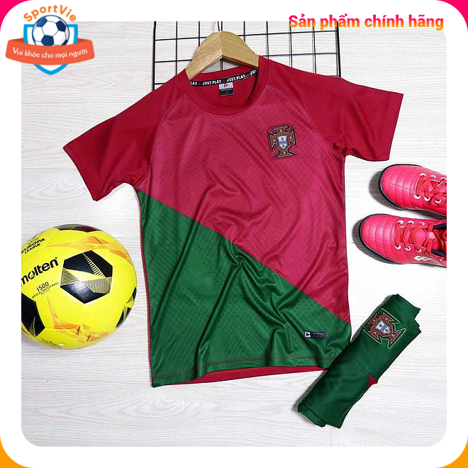 Bộ quần áo thể thao trẻ em Bồ Đào Nha - Quần áo thể thao - Quần áo bóng đá đội tuyển Bồ Đào Nha chính hãng bền đẹp, không sút chỉ, không lỏng dây (3 màu)
