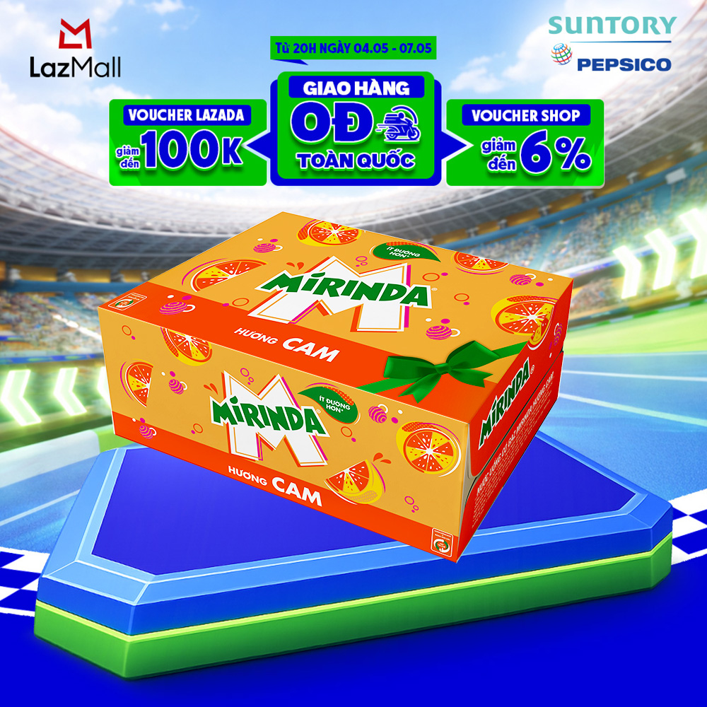 [SALE 5.5] Thùng Nước Ngọt Giải Khát Có Gaz Mirinda Cam (320ml/lon)