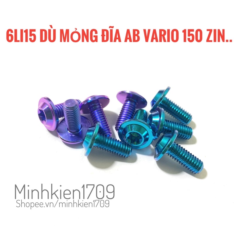 Ốc titan 6li15 dù mỏng gắn đĩa ab vario150
