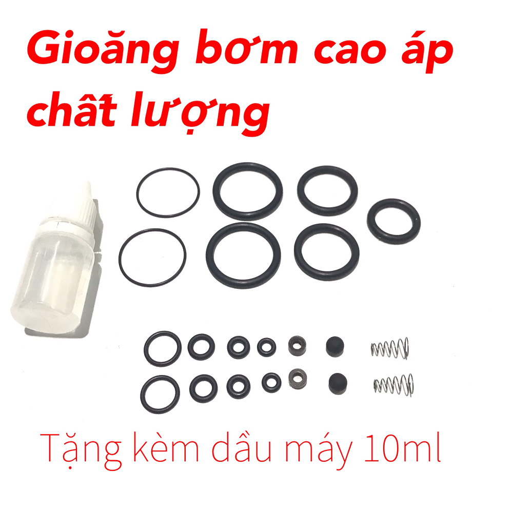 bộ gioăng vòng đệm cao su thay bơm cao áp cỡ 2 lần tặng 1 dầu máy