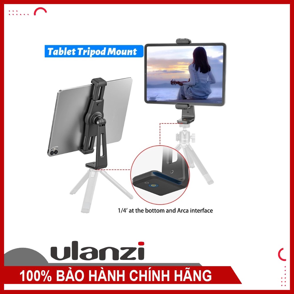 Ngàm kẹp dành cho điện thoại và máy tính bảng, tích hợp 2 Cold shoe, xoay 360° - Ulanzi ST-20