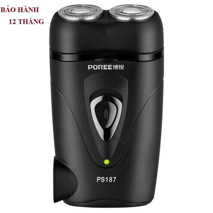 [Bảo Hành 12 Tháng]Máy Cạo Râu Sạc Điện 2 Lưỡi Poree PS187 May Cao Rau, Dao Cạo Dâu Sạc Điện