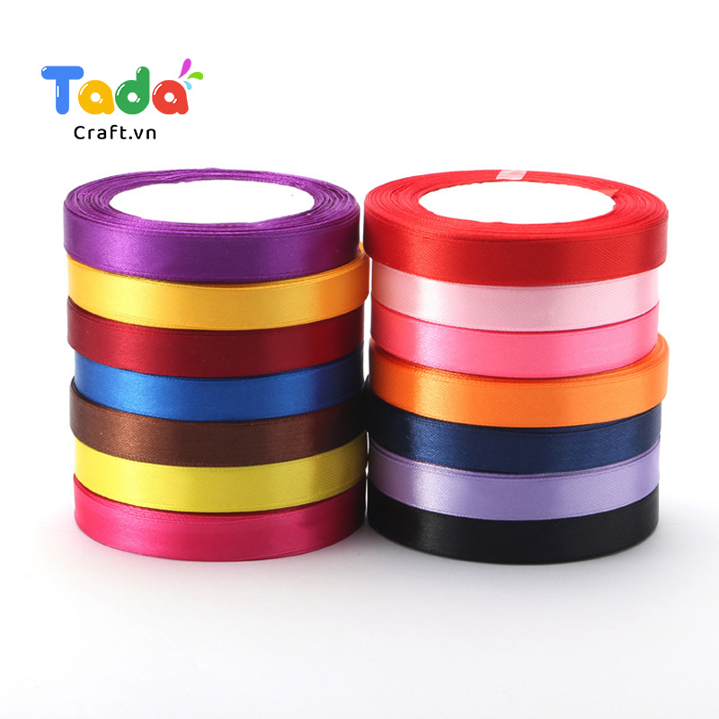 Cuộn ruy băng lụa trơn bản 1cm