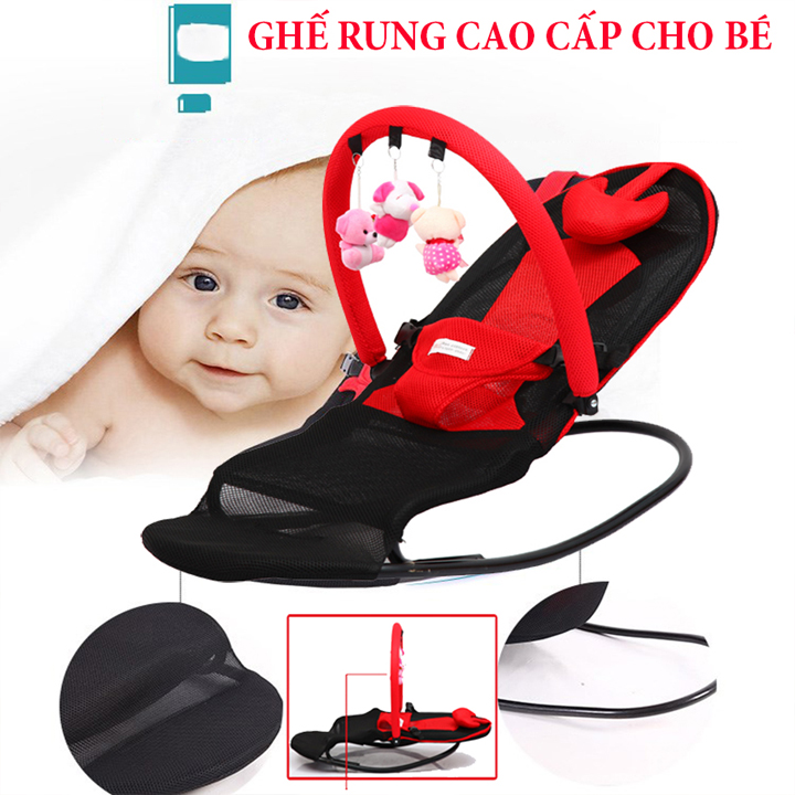 Ghế rung ghế nhún khung to cho bé yêu có gối, đồ chơi