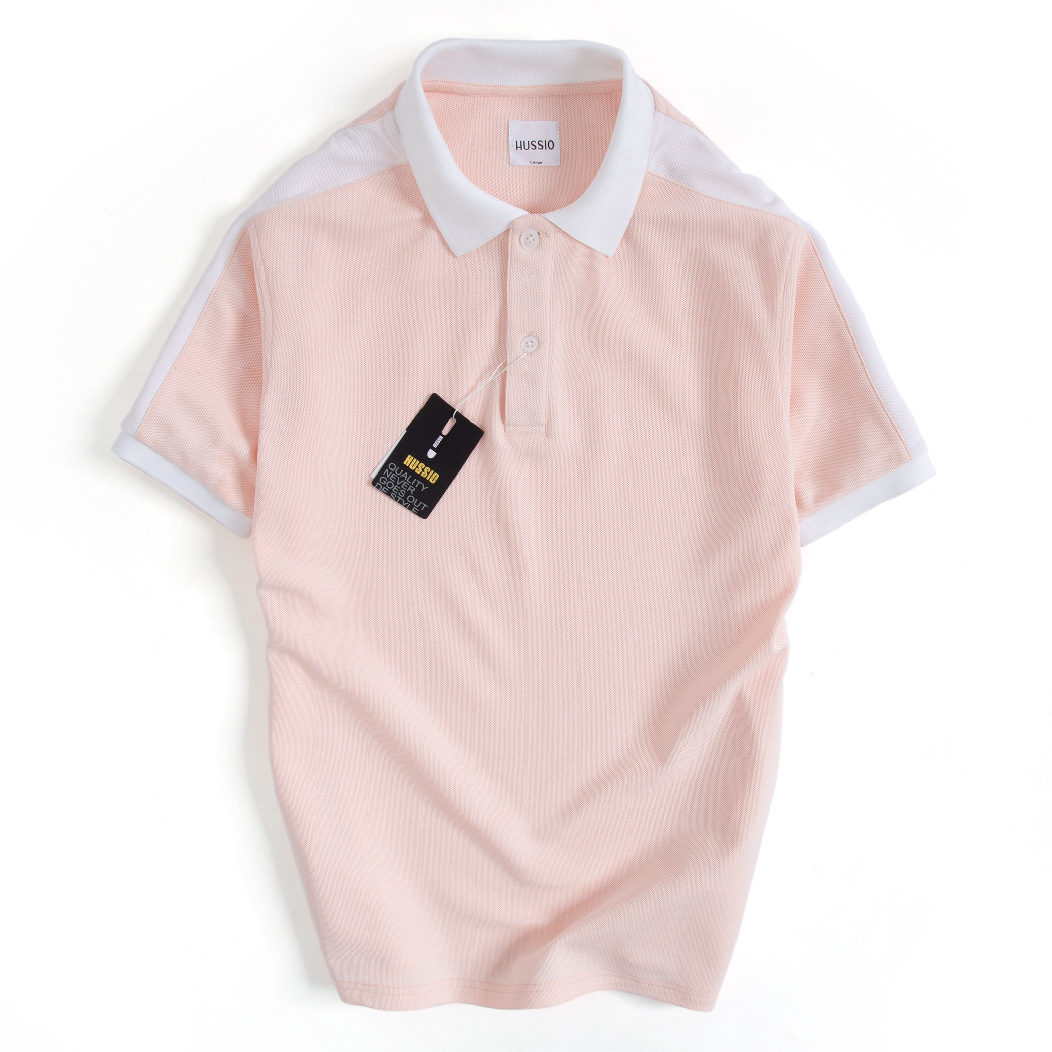 Áo thun polo nam pink ivus vải cotton pique, sang trọng, thanh lịch - hussio