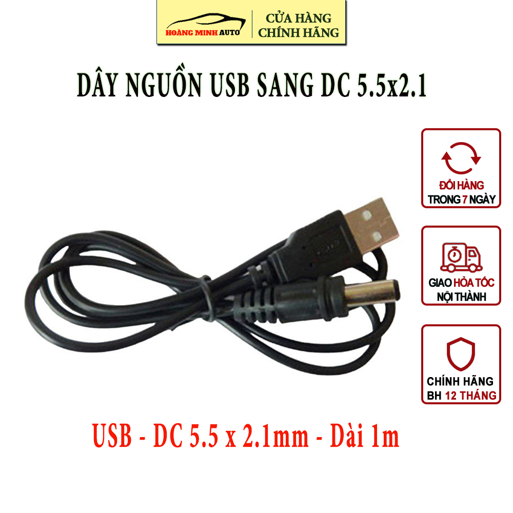 Dây nguồn cổng usb đầu ra chân dc 5.5x2.1 mm