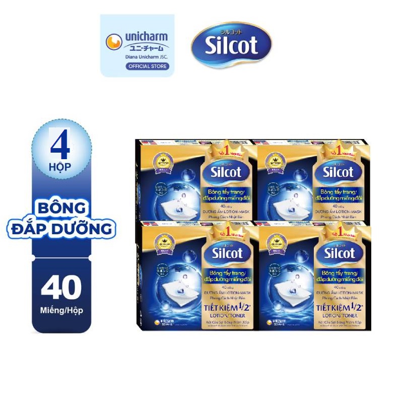 Combo 4 Hộp Bông trang điểm Silcot đắp dưỡng miếng đôi (Hộp 40 miếng)