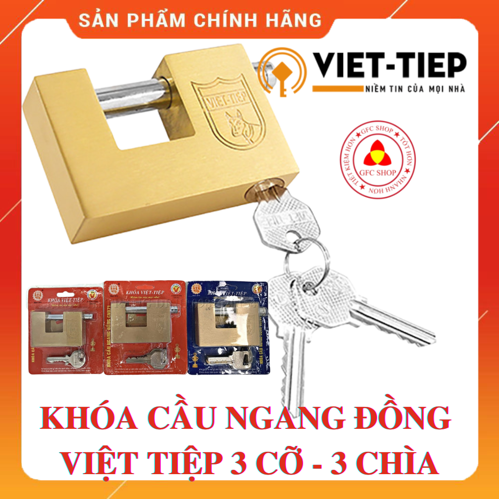 Khóa cầu ngang đồng việt tiệp các cỡ cn974 / cn971 / 05206 - màu vàng đồng - chất liệu hợp kim đồng cao cấp