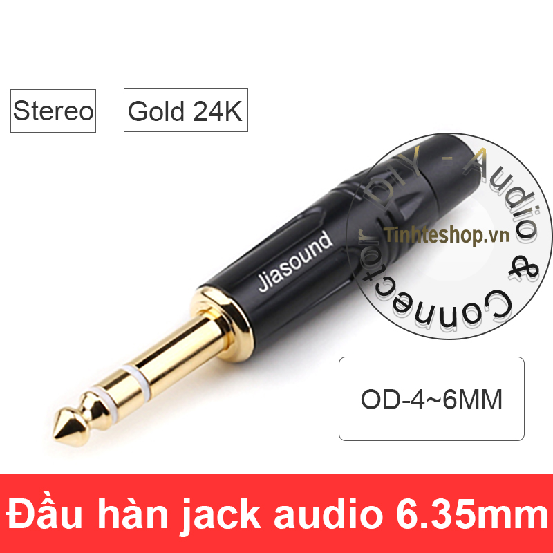 1 chiếc - Đầu hàn jack audio 6.35mm 6.5mm cho Microphone Loa Amplifier Mono Stereo gold 24K 814BG/815BG