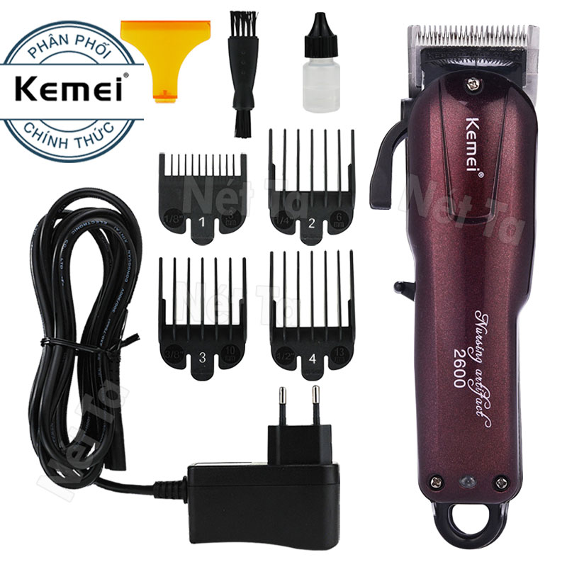 Tông đơ cắt tóc chuyên nghiệp dùng cho gia đình và salon Kemei KM-2600 công suất 9w mạnh mẽ có thể sử dụng cắm điện trực tiếp