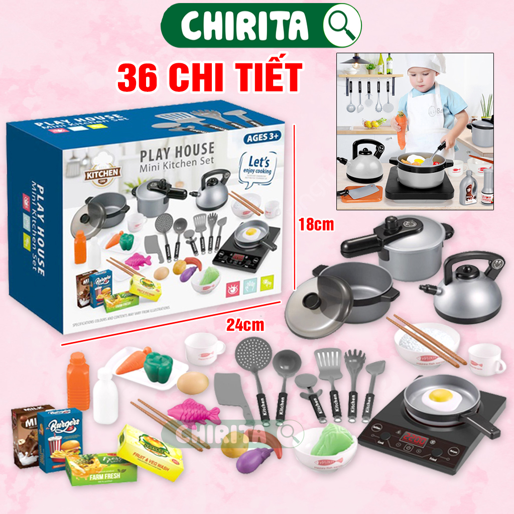 Bộ Đồ Chơi Nấu Ăn 36 Món Cho Bé Gồm Nồi, Chảo, Đũa,Muỗng,... - Đồ Chơi Nấu Ăn Làm Bếp Bằng Nhôm 10 Món Cho Trẻ Em CHIRITA