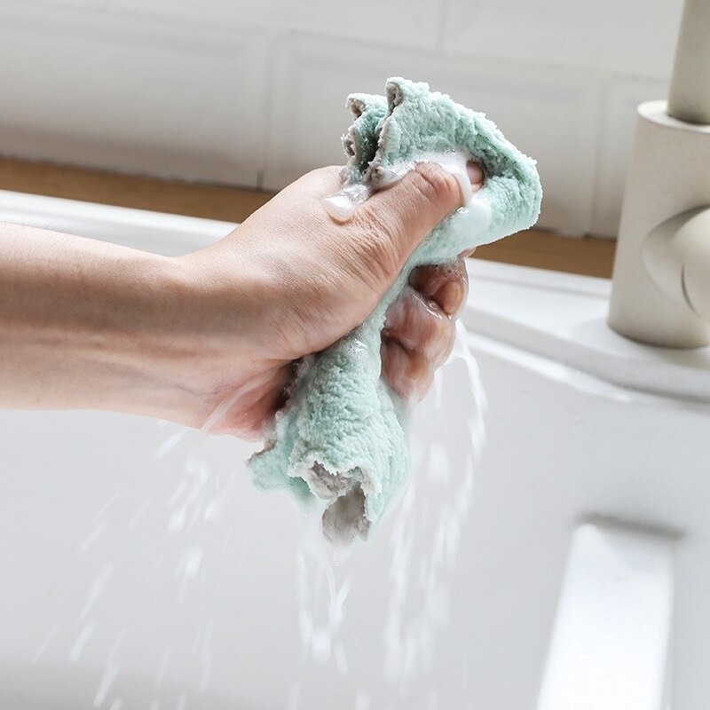 Set 5 khăn lau bếp đa năng 2 mặt siêu thấm hút mềm mịn - Khăn lau bếp khăn lau chén bát đũa xoong nồi - Khan lau da nang nhà bếp giá chỉ từ 1k - Kích thước 15x25cm