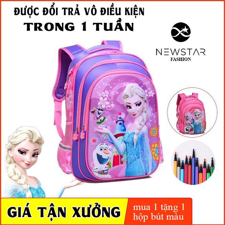 [Tặng bộ bút màu]Balo đi học Balo cho bé gái cao cấp thiết kế hình công chúa chống gù lưng, vải dù siêu nhẹ, chống thấm
