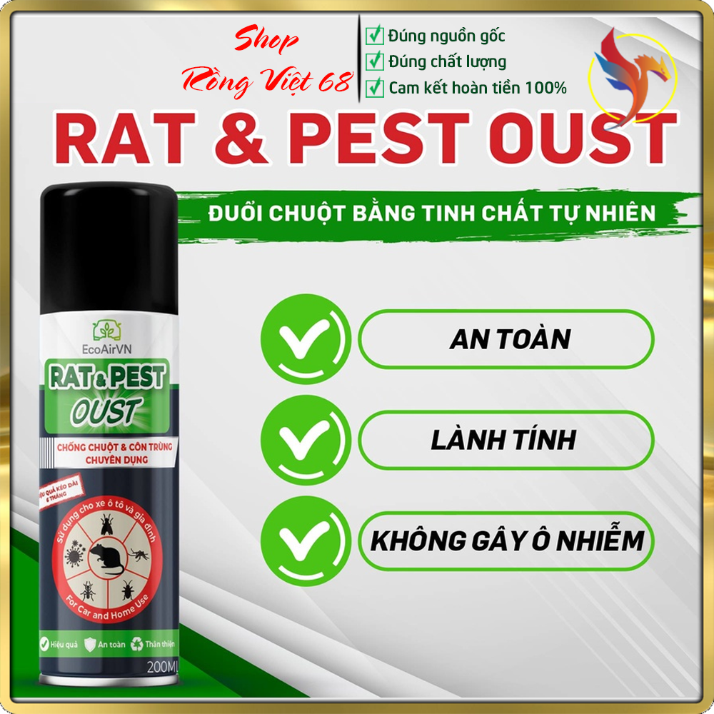 Siêu Chống Chuột AN TOÀN - ĐUỔI SẠCH CHUỘT Trong Nhà Chỉ Qua Một Đêm. Bình xịt đuổi chuột RAT & PEST OUST - 200ml (Cam kết hoàn tiền 100% nếu không hiệu quả)
