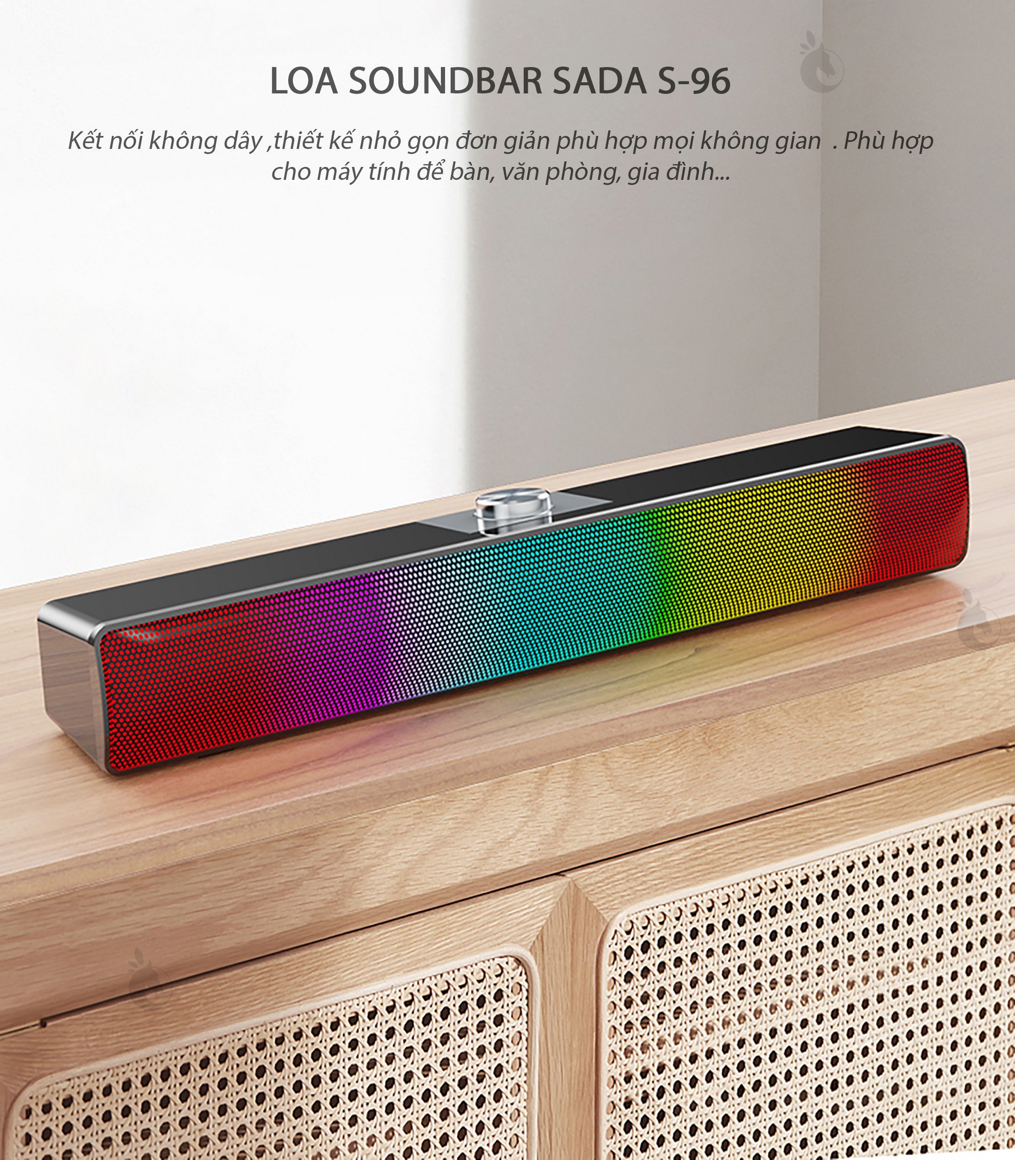 Loa soundbar sada s-96 stereo 2.0 , led rgb, kết nối bluetooth 5.0 | loa soundbar máy tính đa năng