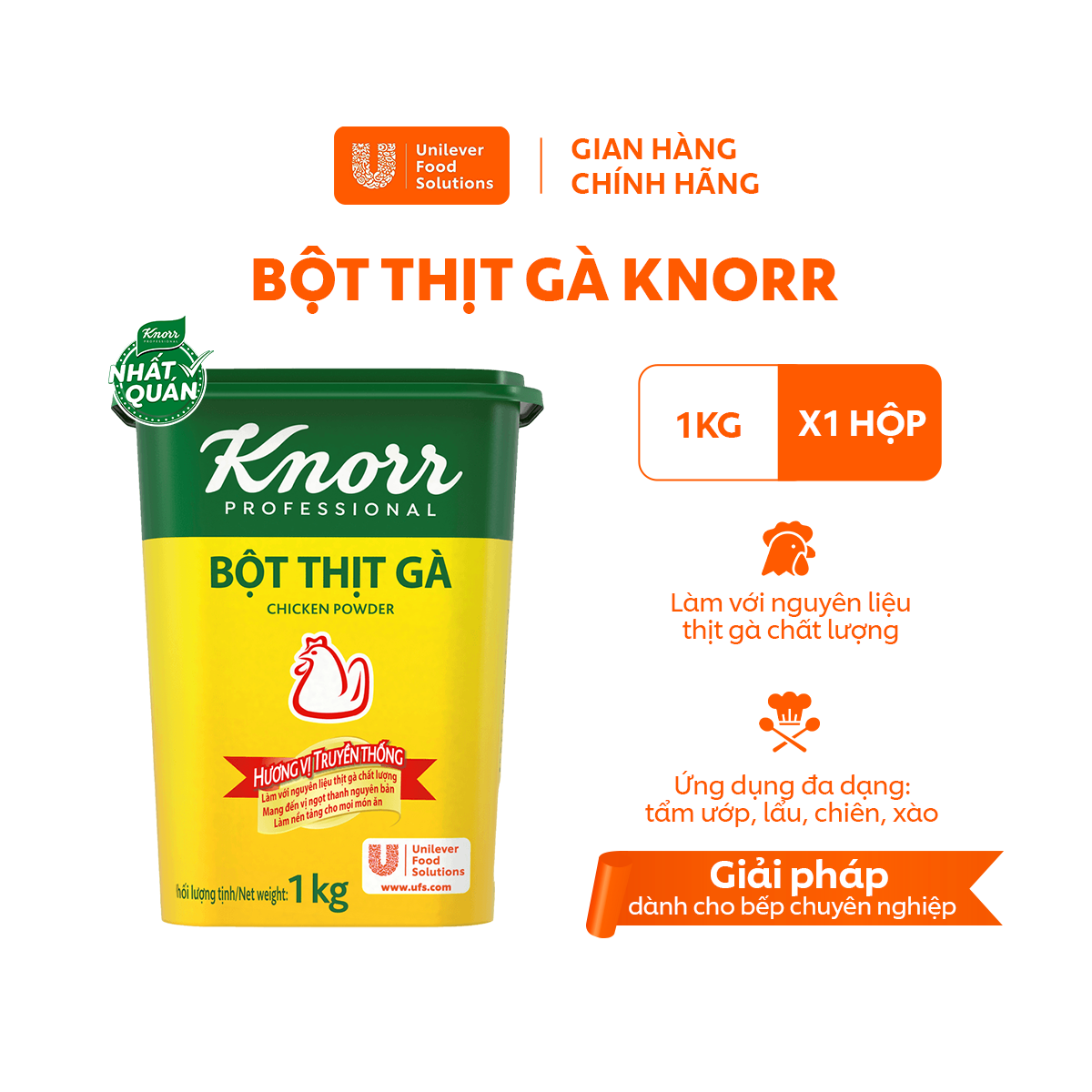 Bột Thịt Gà Knorr Professional 1kg - Chuyên Dùng Cho Nấu Ăn