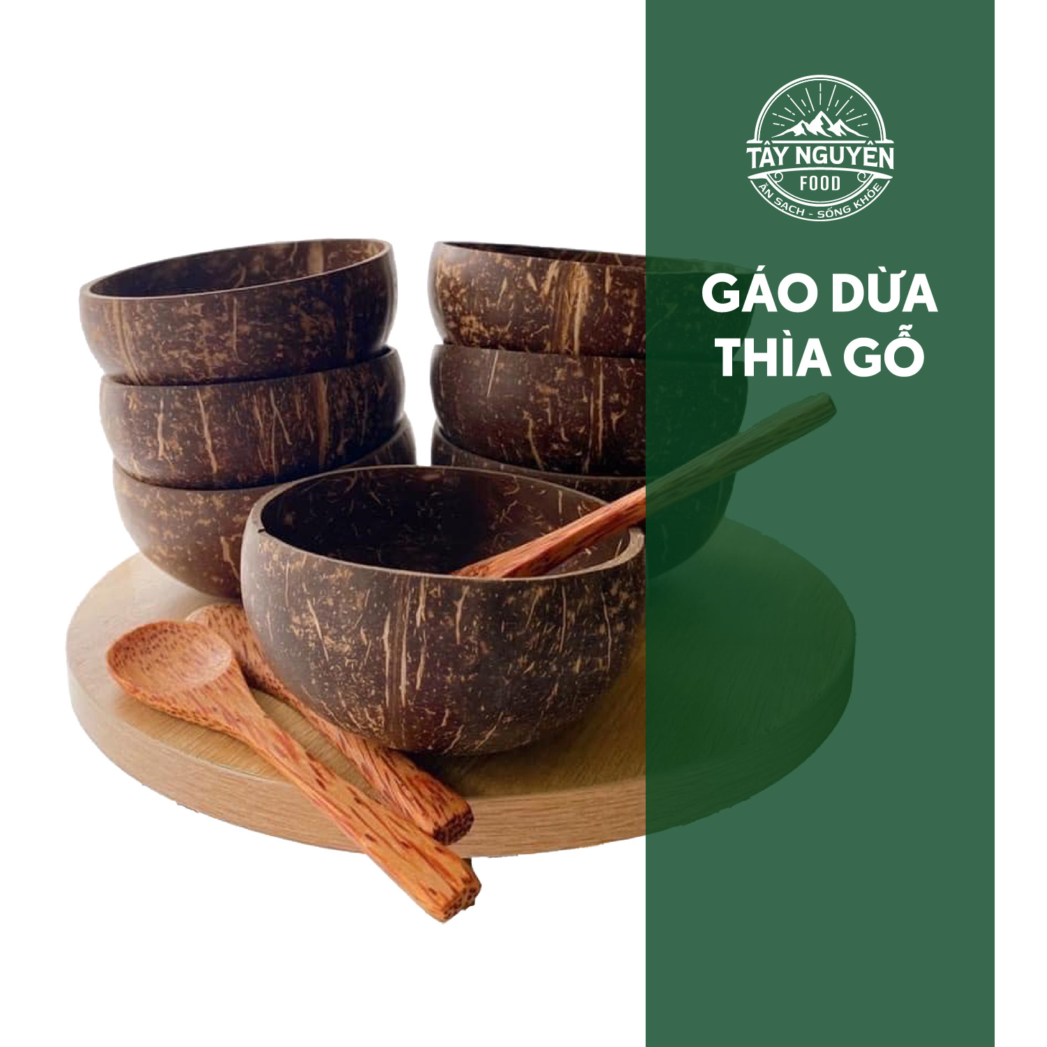  Chén Gáo Dừa & Muỗng Gỗ Tây Nguyên Food  Hàng Organic  