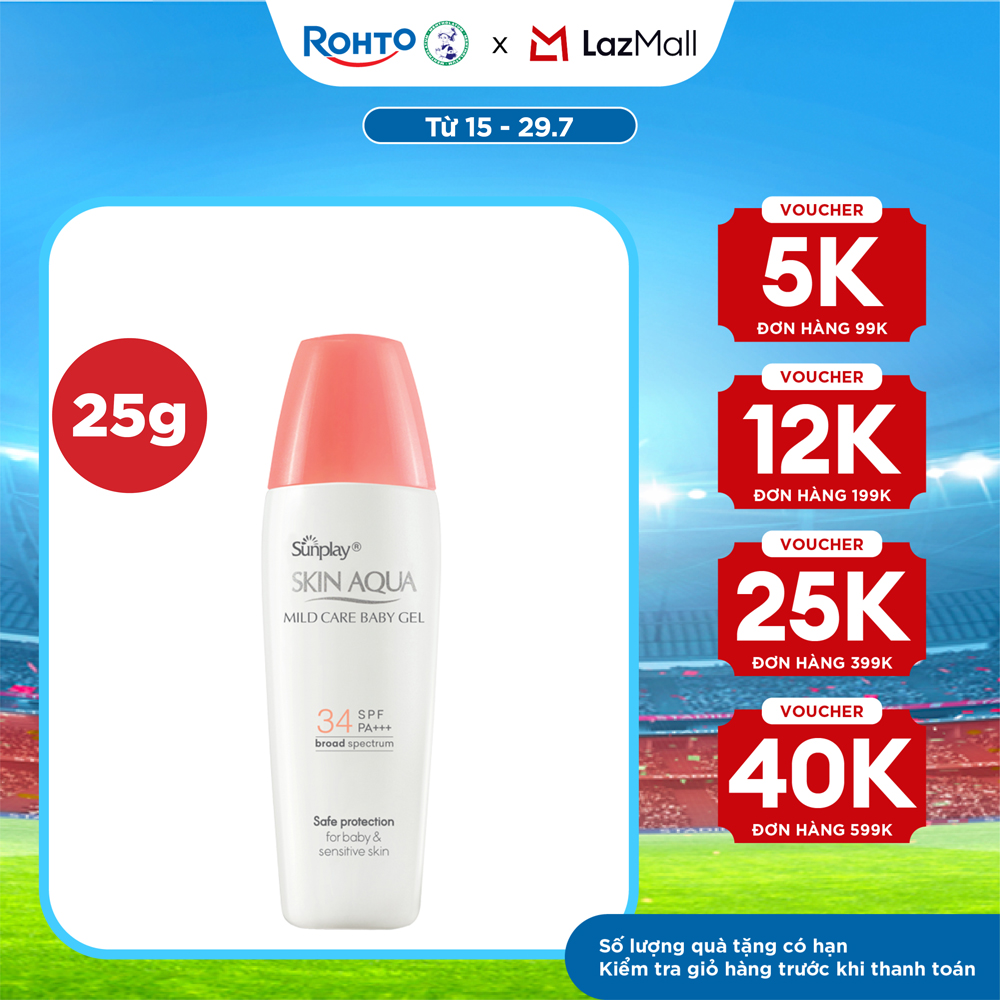 Kem chống nắng Skin Aqua cho trẻ em và da nhạy cảm dạng gel Sunplay Skin Aqua Mild Care Baby Gel SPF 34, PA+++ 25g