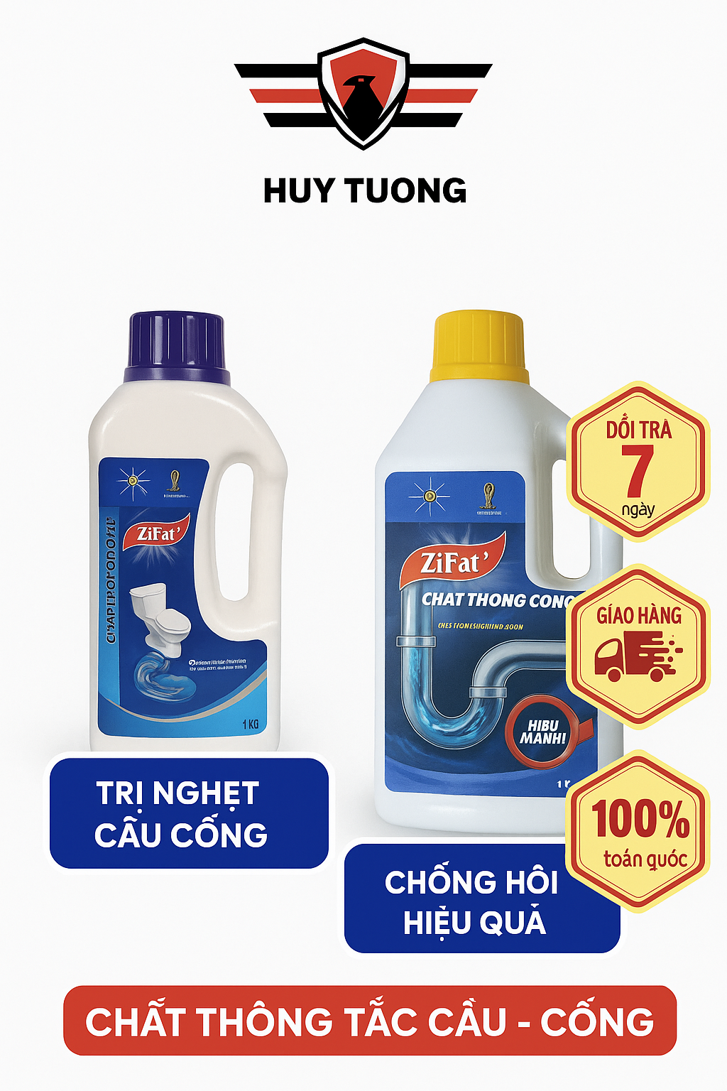 Nước thông cống cực mạnh, thông bồn cầu chống hôi trong 5 phút trọng lượng 1400g, Thông cống siêu mạnh - Huy Tưởng