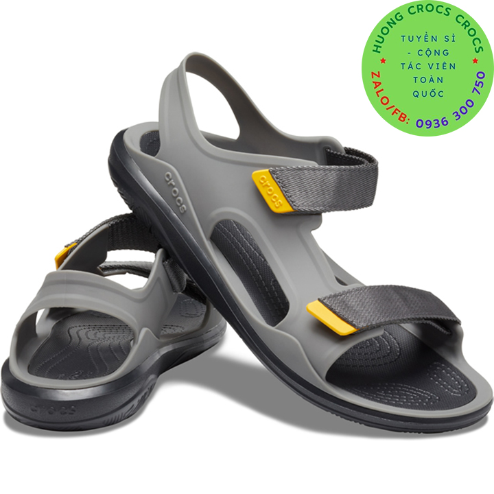 Dép sandal nhựa đi mưa -crocs- swiftwater expedition cho nam màu ghi