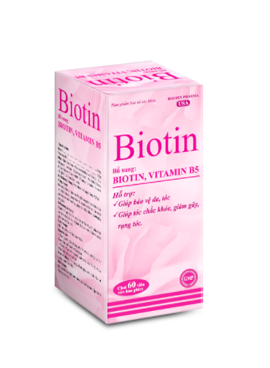 Viên uống bổ sung Biotin Vitamin B5 giúp bảo vệ da chăm sóc tóc Rostex Hộp 60 viên - Rostex
