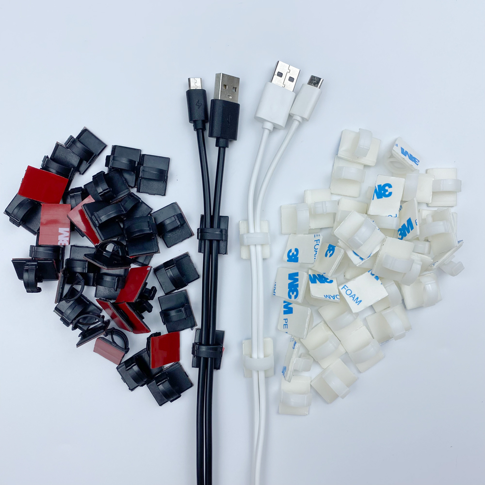 Clips nẹp kẹp dây cáp điện tiện dụng cho xe ô tô văn phòng và nhà ở có sẵn keo 3M