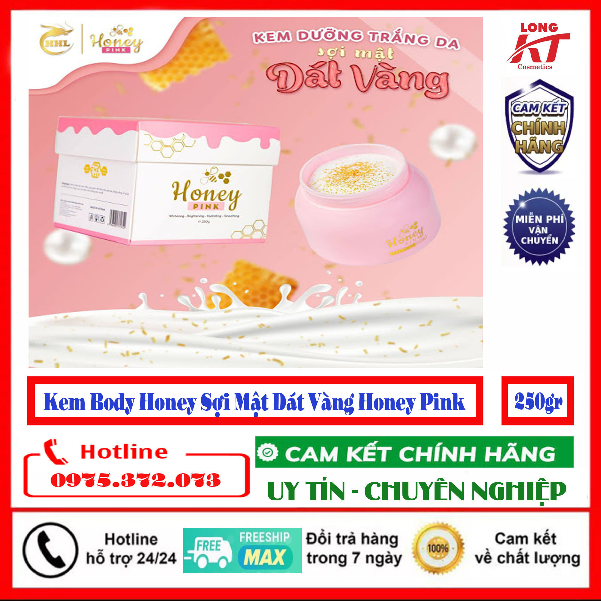 [Chính hãng- Giá sĩ] Combo 5 hộp Kem Body Honey Pink 250gr Body Honey Pink – Cosmetic kem body sợi mật dát vàng