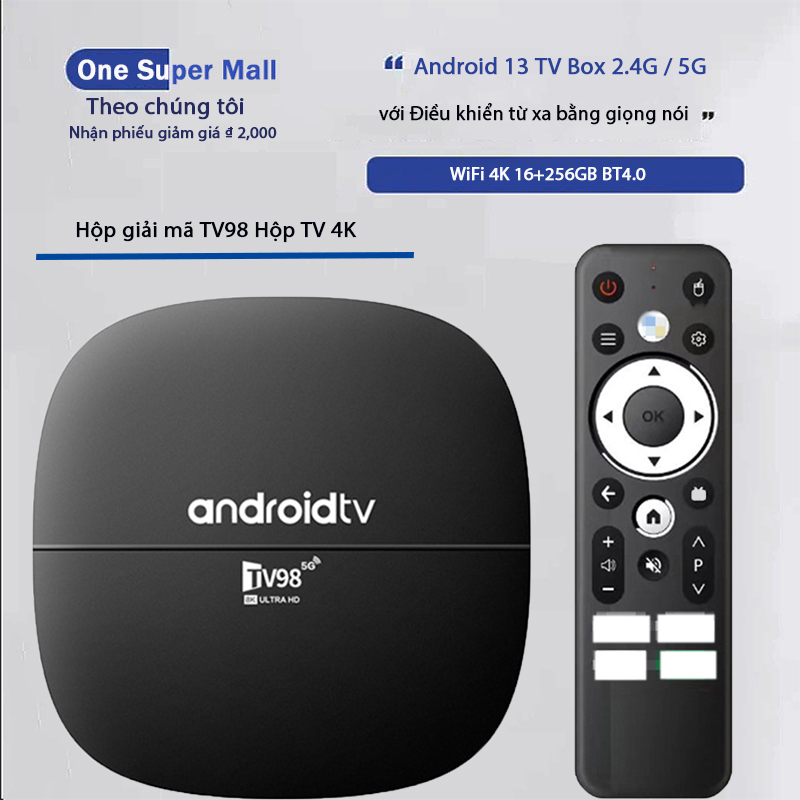 Android 13 TV Box 2.4G / 5G WiFi 4K 16 + 256GB BT4.0 Android Box với điều khiển từ xa bằng giọng nói