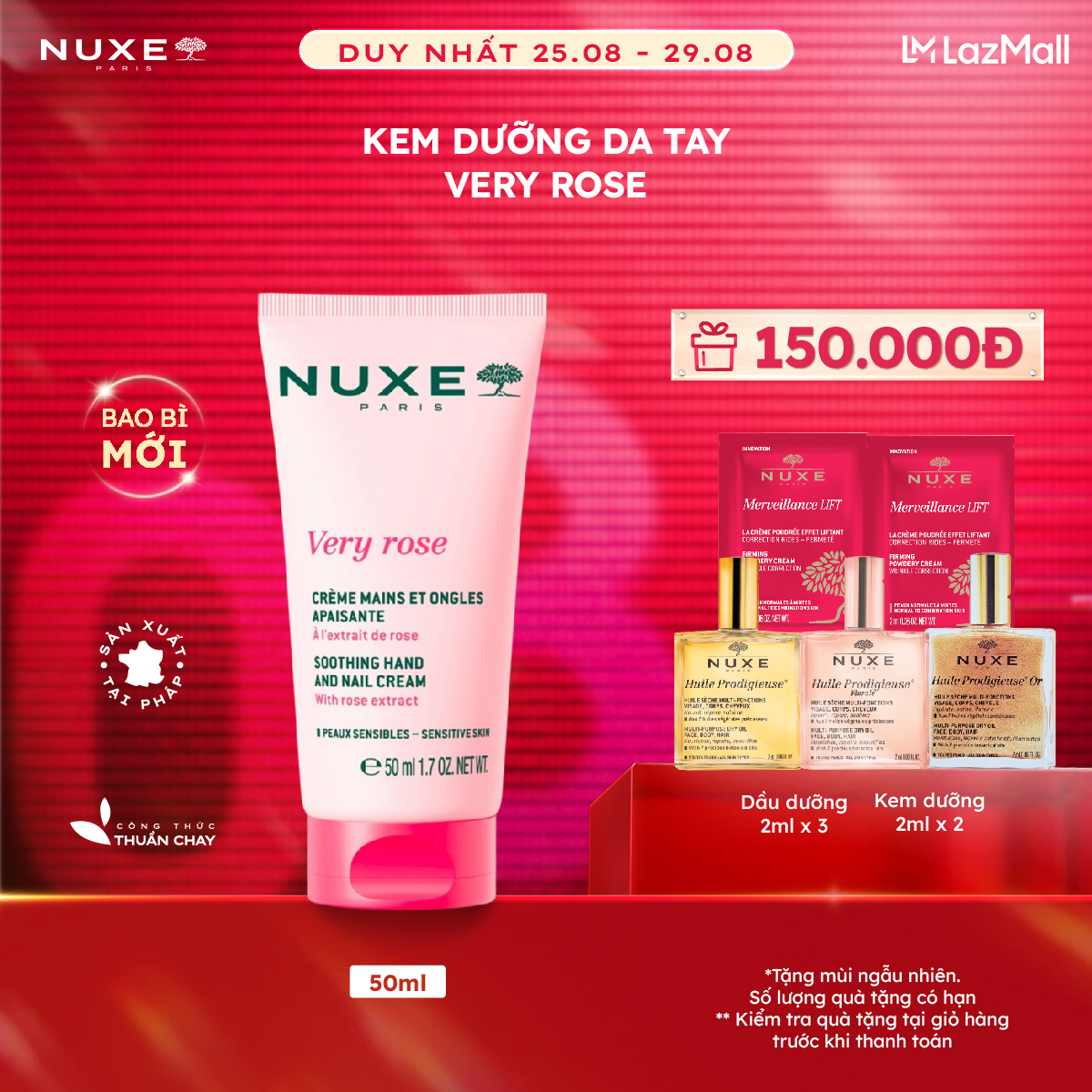 Kem Dưỡng Da Tay Và Móng Nuxe Very Rose Hand And Nail Cream 50ml