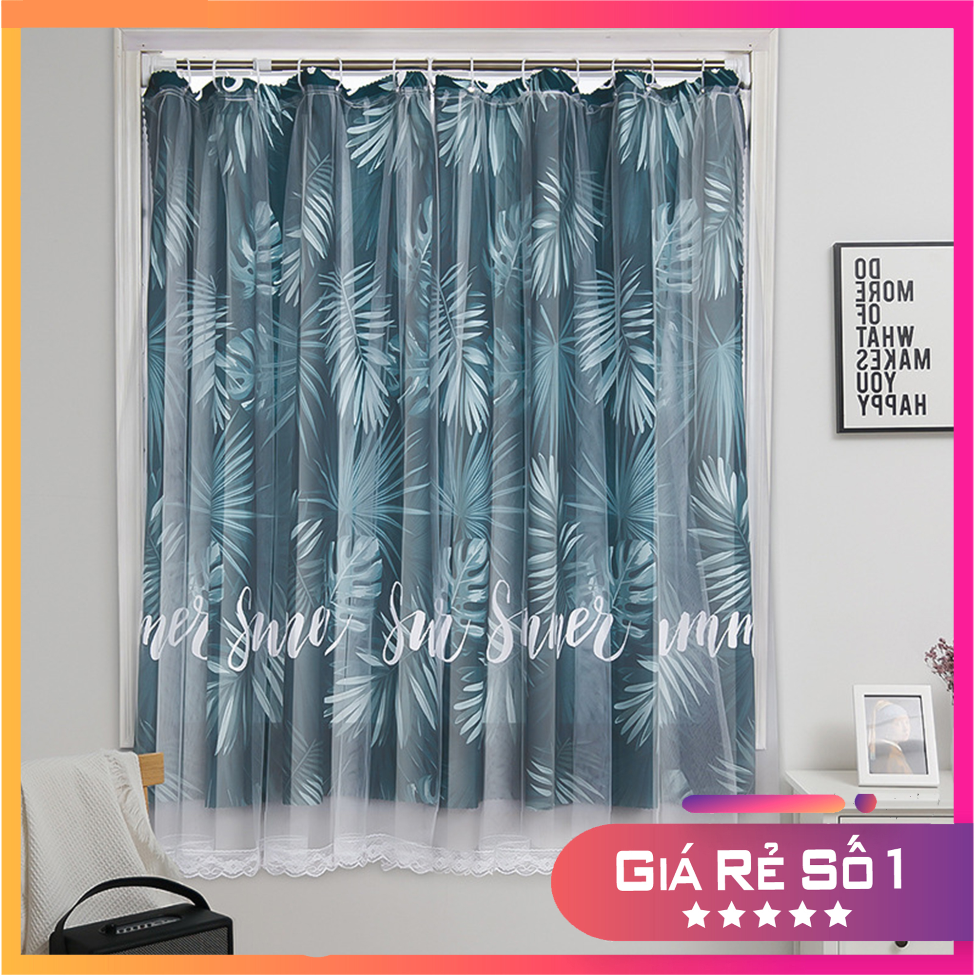 [Chọn cỡ - MẪU ĐẸP] Rèm cửa móc treo 2 lớp, rèm cửa chống nắng treo tường, DECOR trang trí phòng khách phòng ngủ siêu đẹp