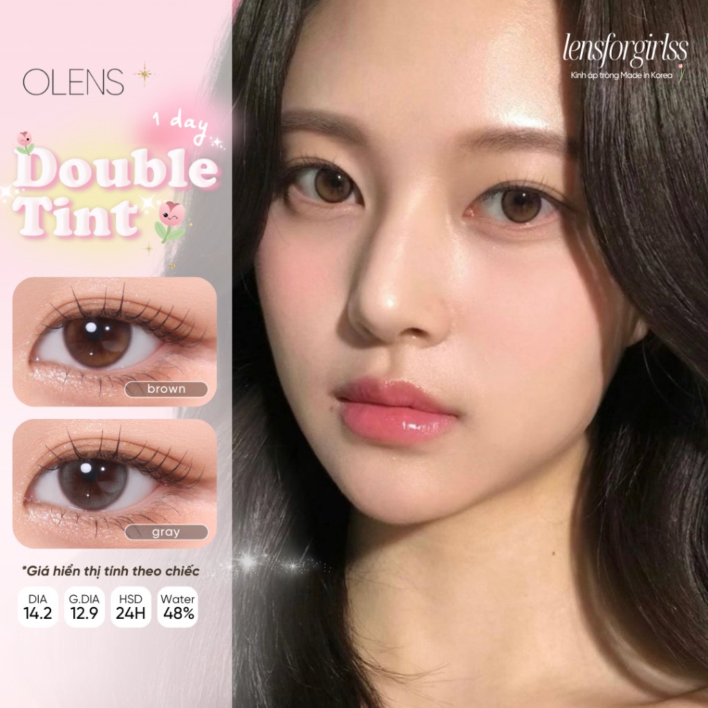 [Mã LazXuHuong02 - giảm 25k đơn từ 199k] Kính áp tròng 1 NGÀY DOUBLE TINT GRAY VÀ BROWN chính hãng Olens | Lens cận 1 ngày | LENSFORGIRLSS