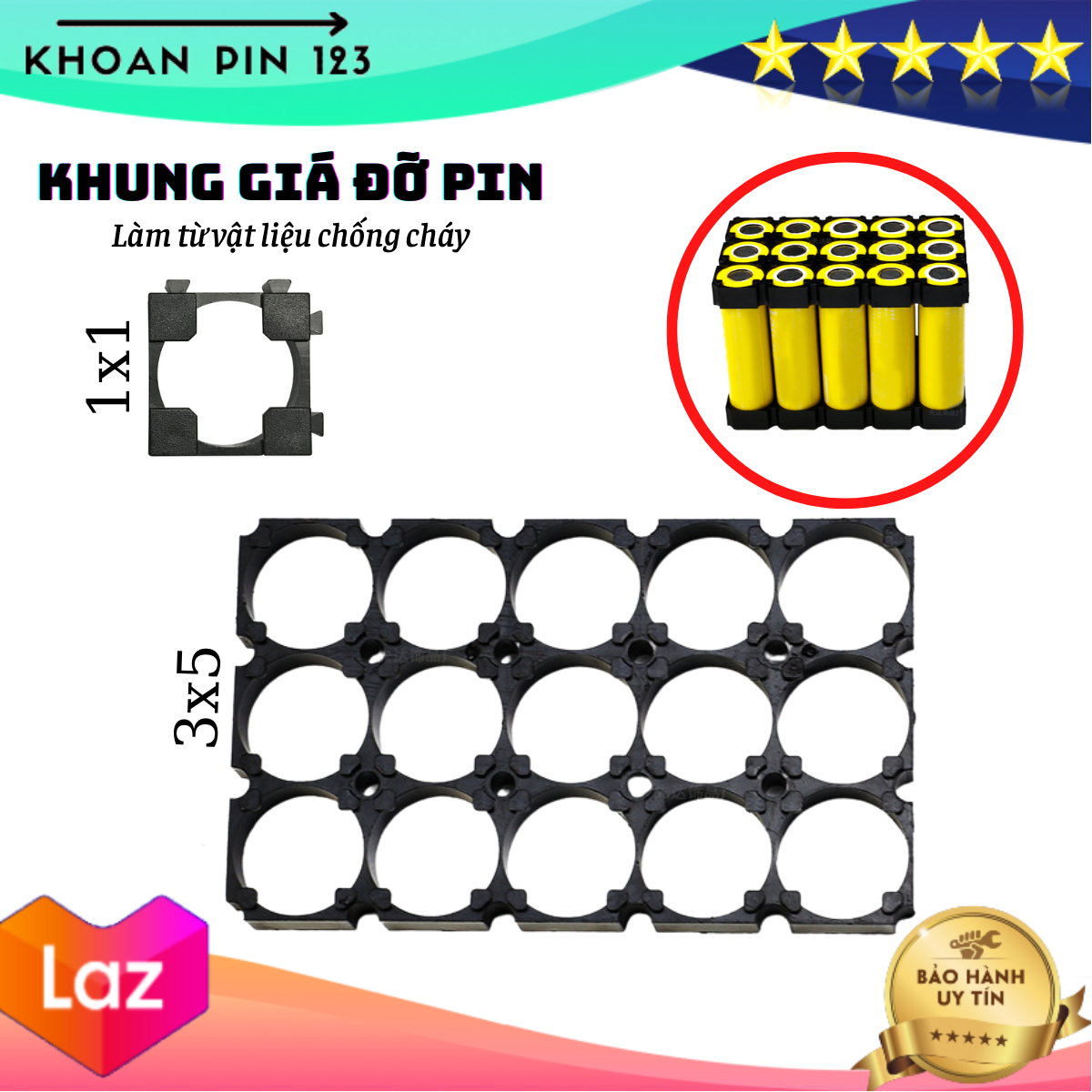 Khung giá đỡ pin, khung đế pin ghép nối và cố định cell 18650 chống cháy