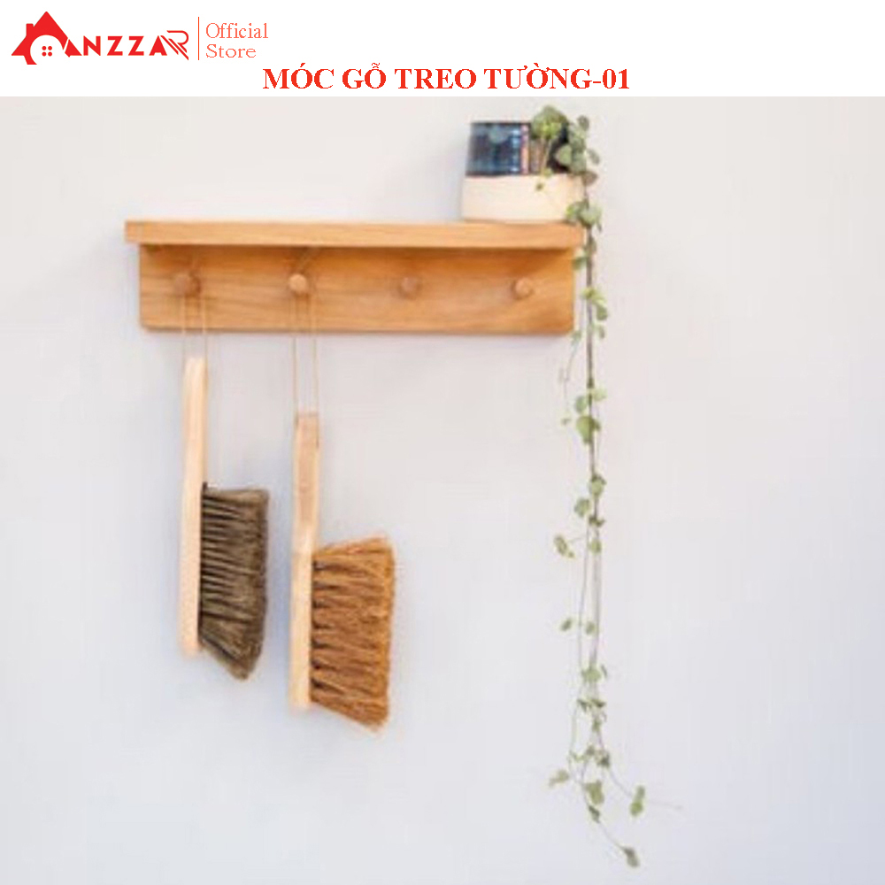 Kệ Treo Áo Khoác, Khăn, Đồ Dùng Gắn Tường Bằng Gỗ Thông, Móc gỗ gắn tường treo quần áo