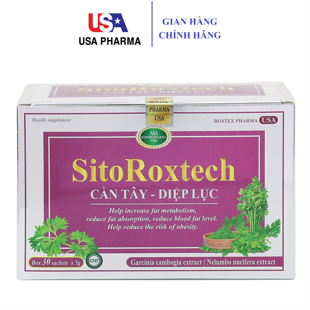 Cốm giảm cân SitoRoxtech Cần tây Diệp lục giảm mỡ máu, giảm béo - 30 gói