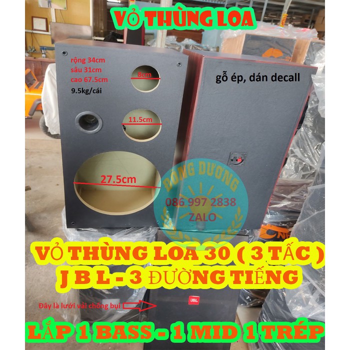 Hàng mới về vỏ thùng loa 30 - vỏ thùng 3 tấc - lắp cho 1 bass 1 mid 1 trép - vỏ thùng loa 3 đường tiếng