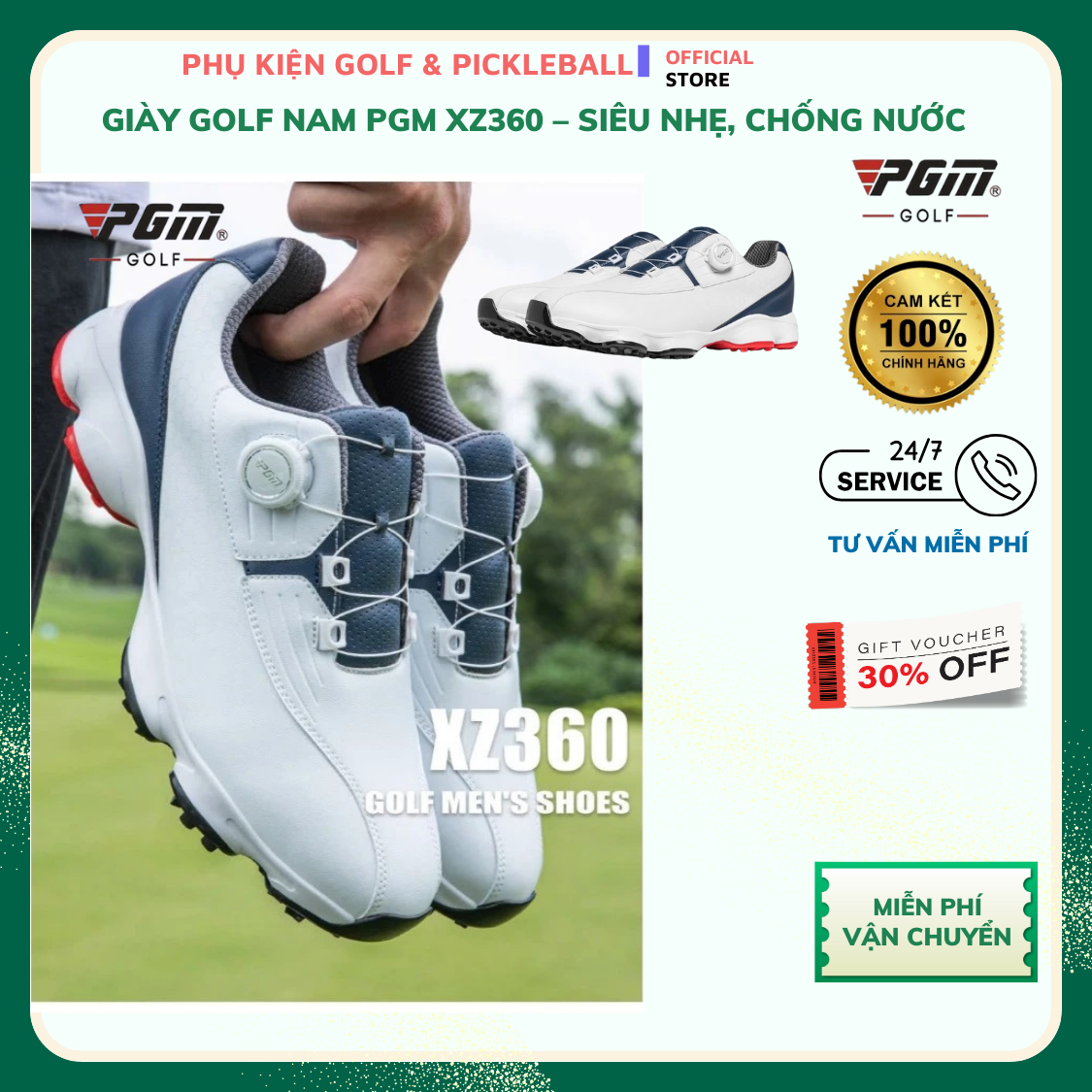 GIÀY GOLF NAM PGM XZ360 – SIÊU NHẸ, CHỐNG NƯỚC & CHỐNG TRƯỢT ĐỈNH CAO
