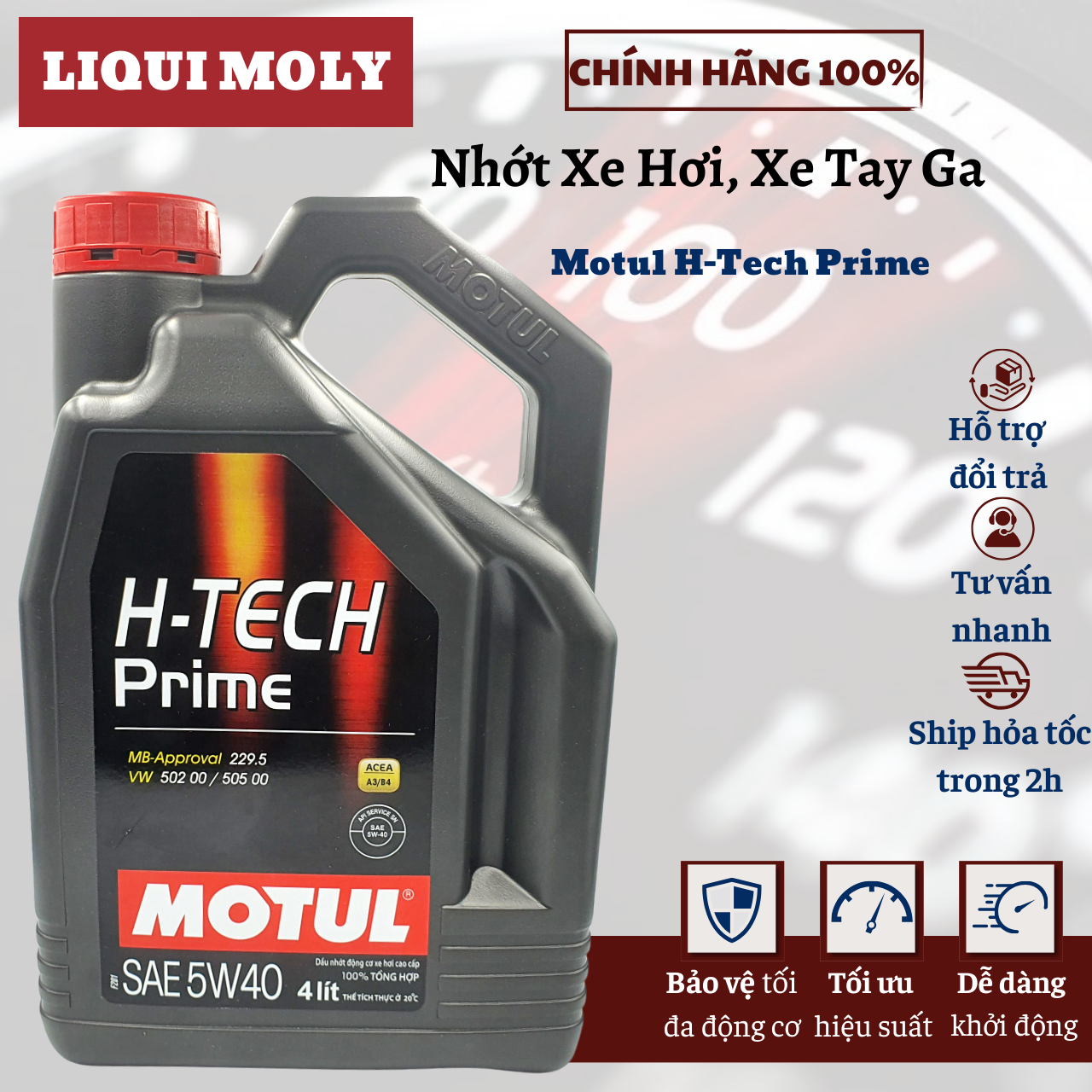 Dầu nhớt xe ô tô motul h-tech prime 5w40 4l