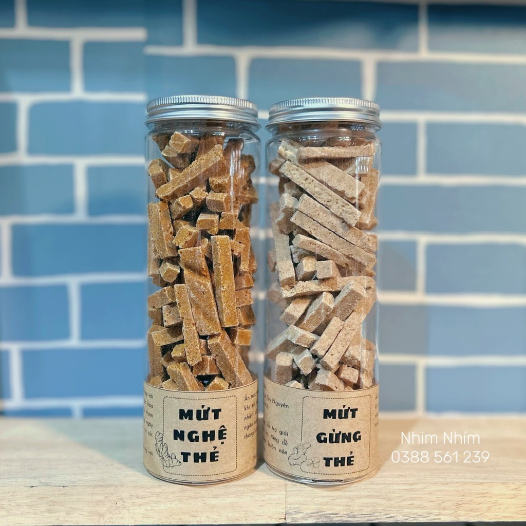 Combo 2 hũ mứt gừng thẻ + mứt nghệ thẻ