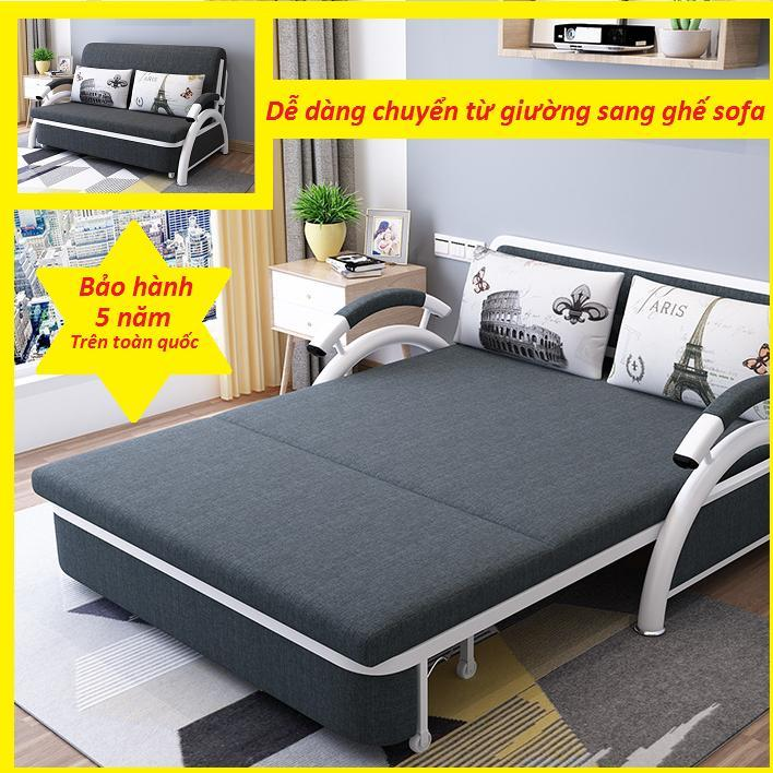 [Trả góp 0%][Có Video] Giường Sofa Gấp Gọn Đệm Cao Su Khung Thép Cường Lực Không Gỉ Kiêm Ghế Sofa 1m95x1m62 ( tặng kèm 2 gối trị giá 600k )