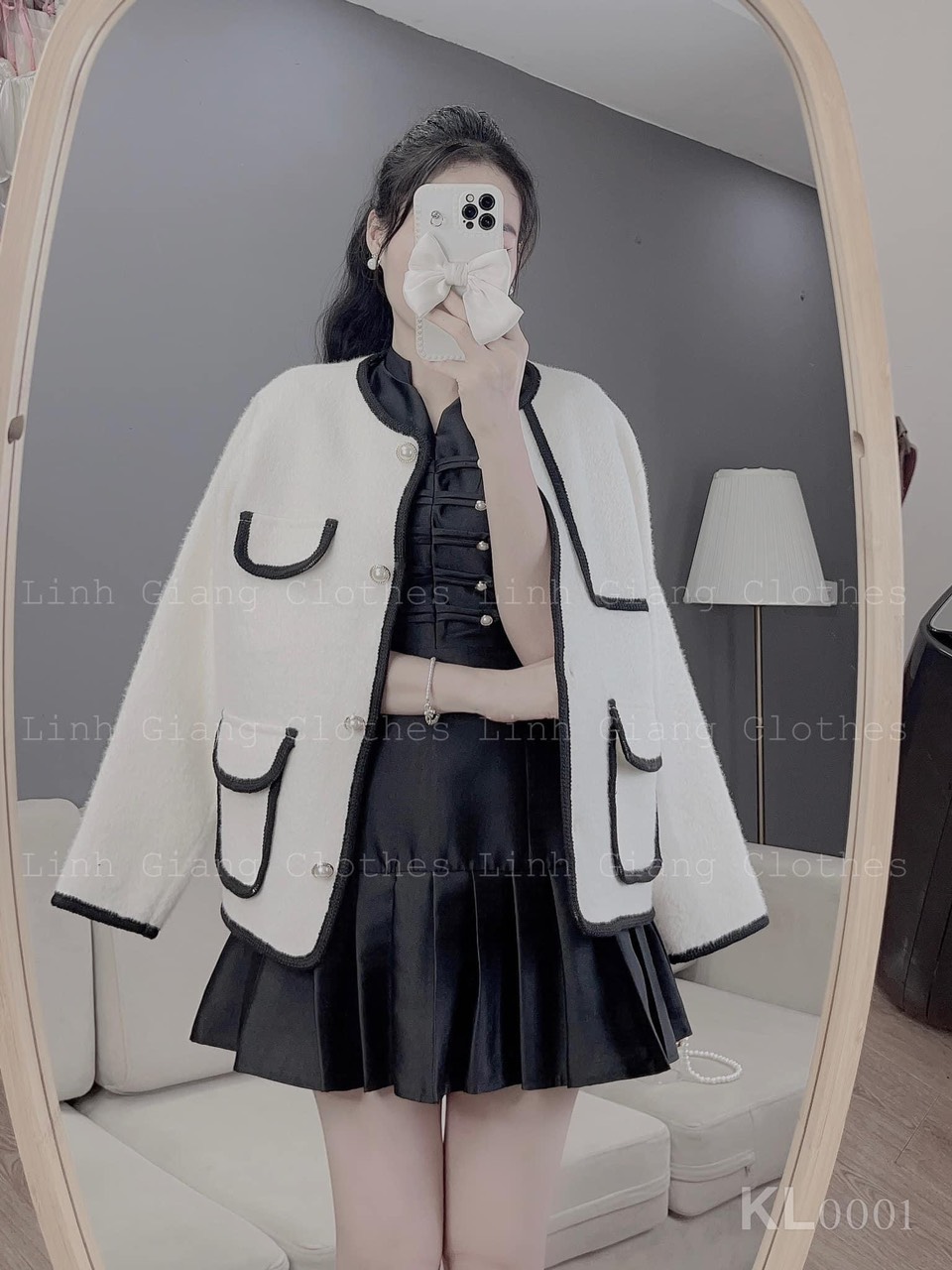 [HOÀN TIỀN ĐẾN 15%]áo khoác nữ thu đông 2 lớp, áo khoác lông viền dạ cúc ngọc điệu đà kèm ảnh thật phía sau