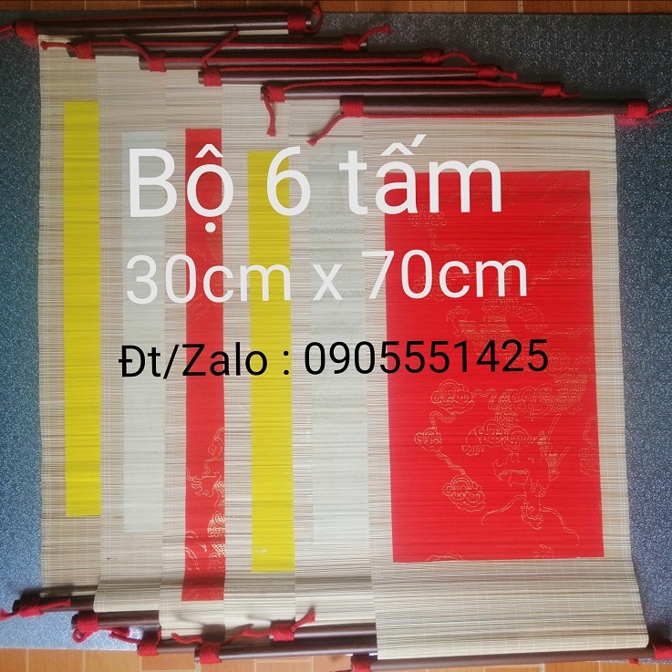Bộ 6 tấm mành tre thư pháp. Tranh viết thư pháp.
