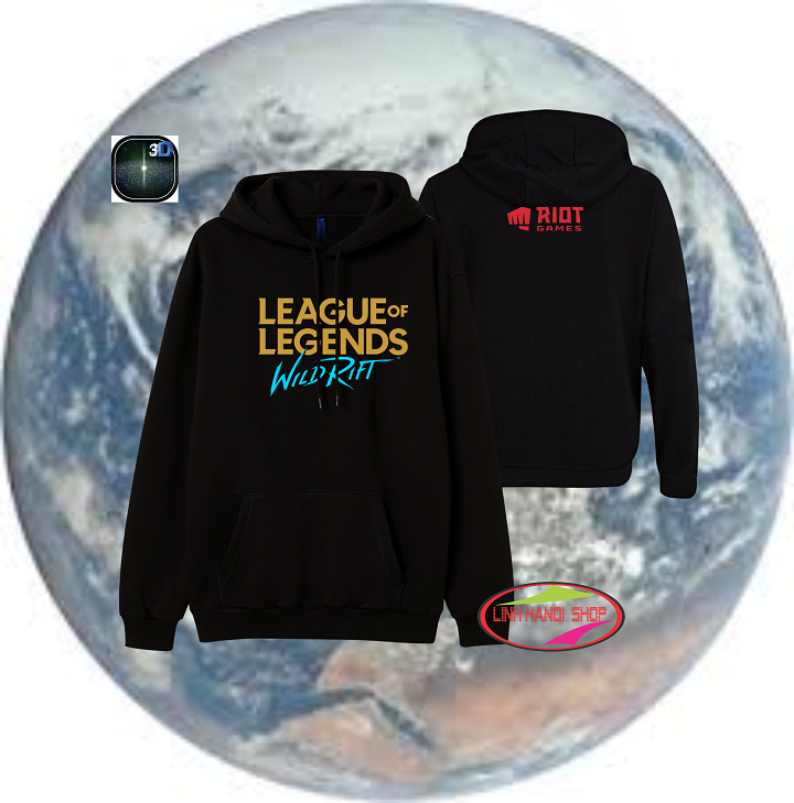 Áo khoác LEAGUE OF LEGENDS  Hoodie màu đen chất liệu nỉ bông mềm mại