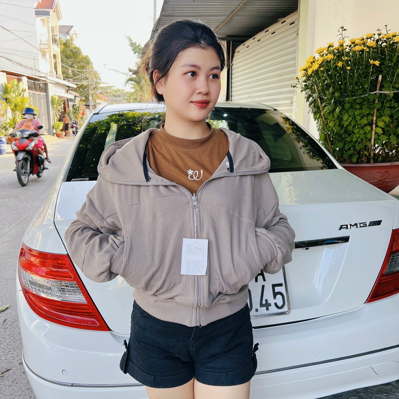 Áo khoác len gân xỏ ngón 4 túi nón 2 lớp cổ cao