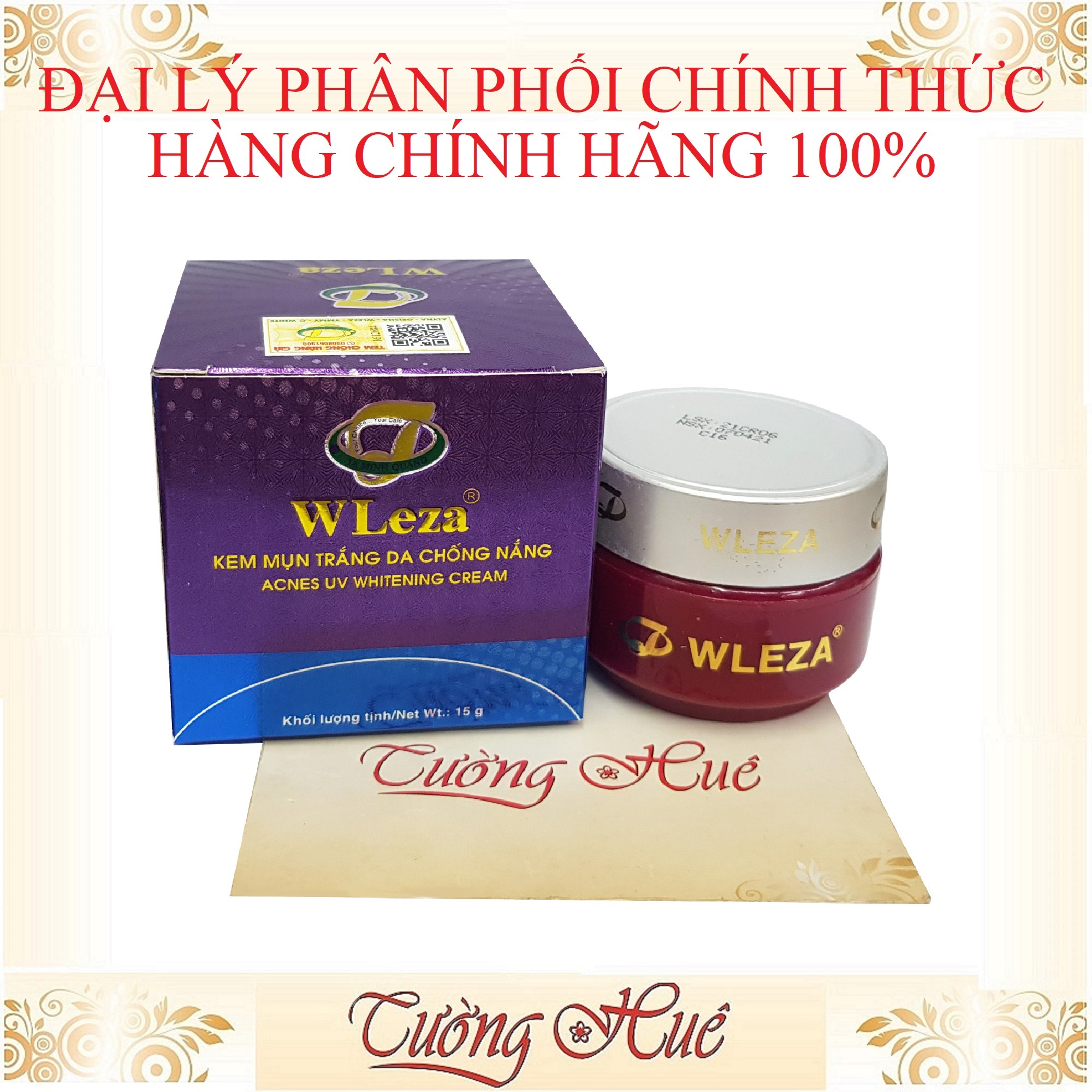 Kem WLeza Mụn Trắng Da Chống Nắng - 15g - Tím.