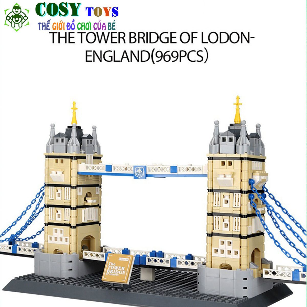 Đồ chơi lắp ghép xếp hình Building Mô hình Cầu tháp London mẫu lớn với 969 mảnh ghép
