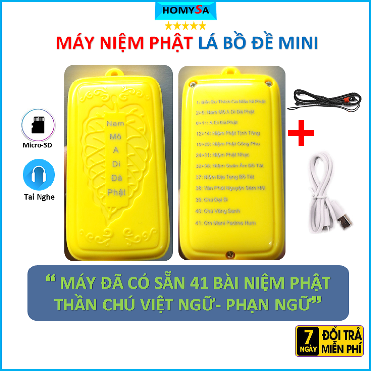 Máy niệm Phật lá bồ đề tí hôn có sẵn 41 bài kinh tụng niệm phật trong máy - Hỗ trợ khe thẻ nhớ nghe pháp tụng kinh học tiếng anh