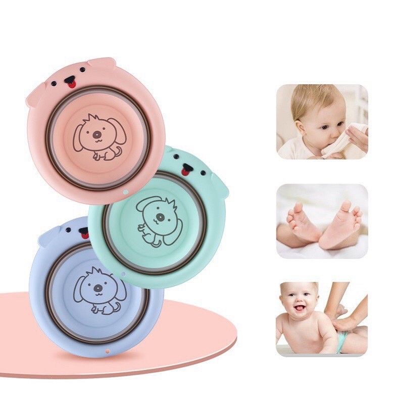 Chậu rửa mặt gấp gọn cho bé hình Cún dễ thương rất bền đẹp, chịu va đập tốt, không phai màu khi sử dụng trong nước nóng - TINI KIDS PLAZA