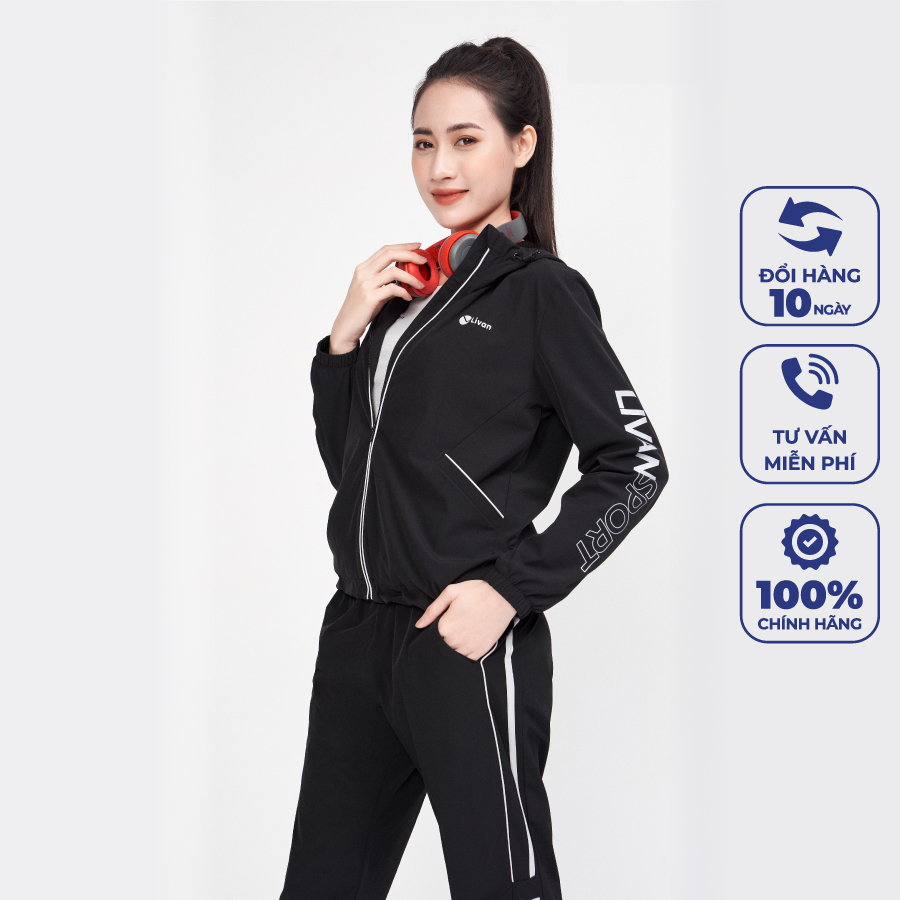 Áo Khoác Gió Nữ 2 Lớp Có Mũ Livan Sport Chính Hãng Cao Cấp