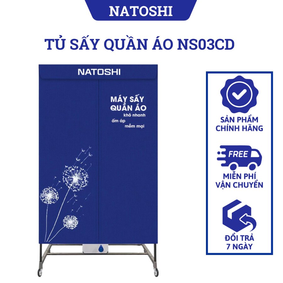 Tủ sấy quần áo đa năng, máy sấy quần áo Natoshi NS-03CD, hàng chính hãng, bảo hành 24 tháng